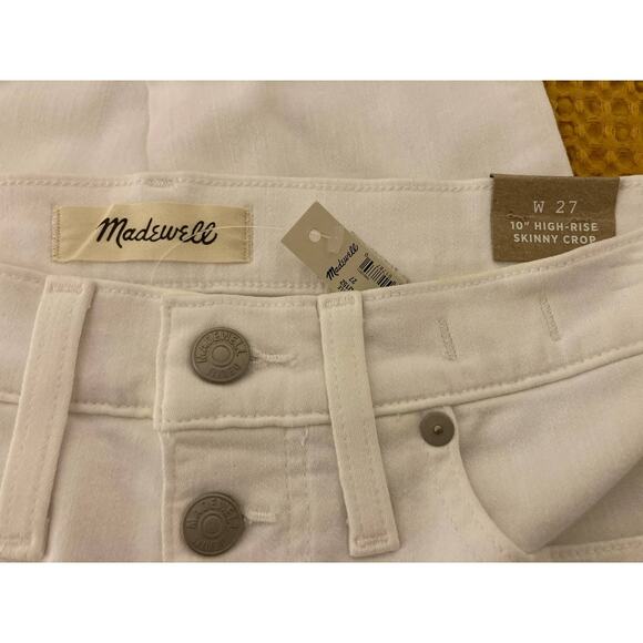 Madewell Women's Button Front High Rise Skinny Crop Jeans Waist 27" White NWT - Picture 5 of 8